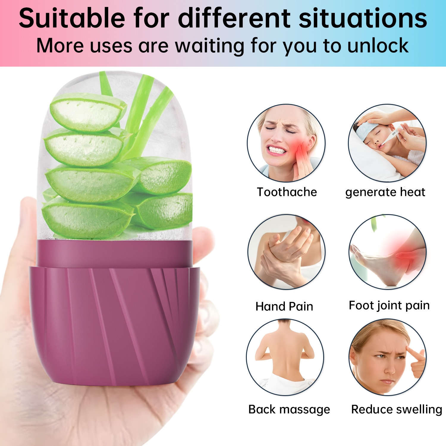Face Ice Roller Puffiness - Molde de Gelo Facial Estético Listrado,