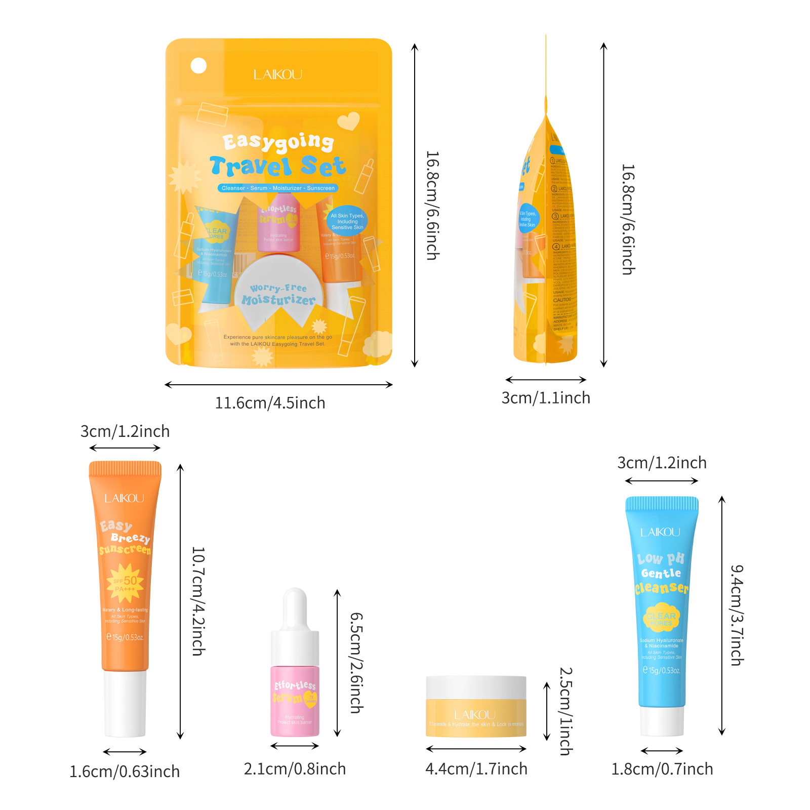 Hyaluronic Acid Facial Serum - 4 pçs laikou ceramida terno de