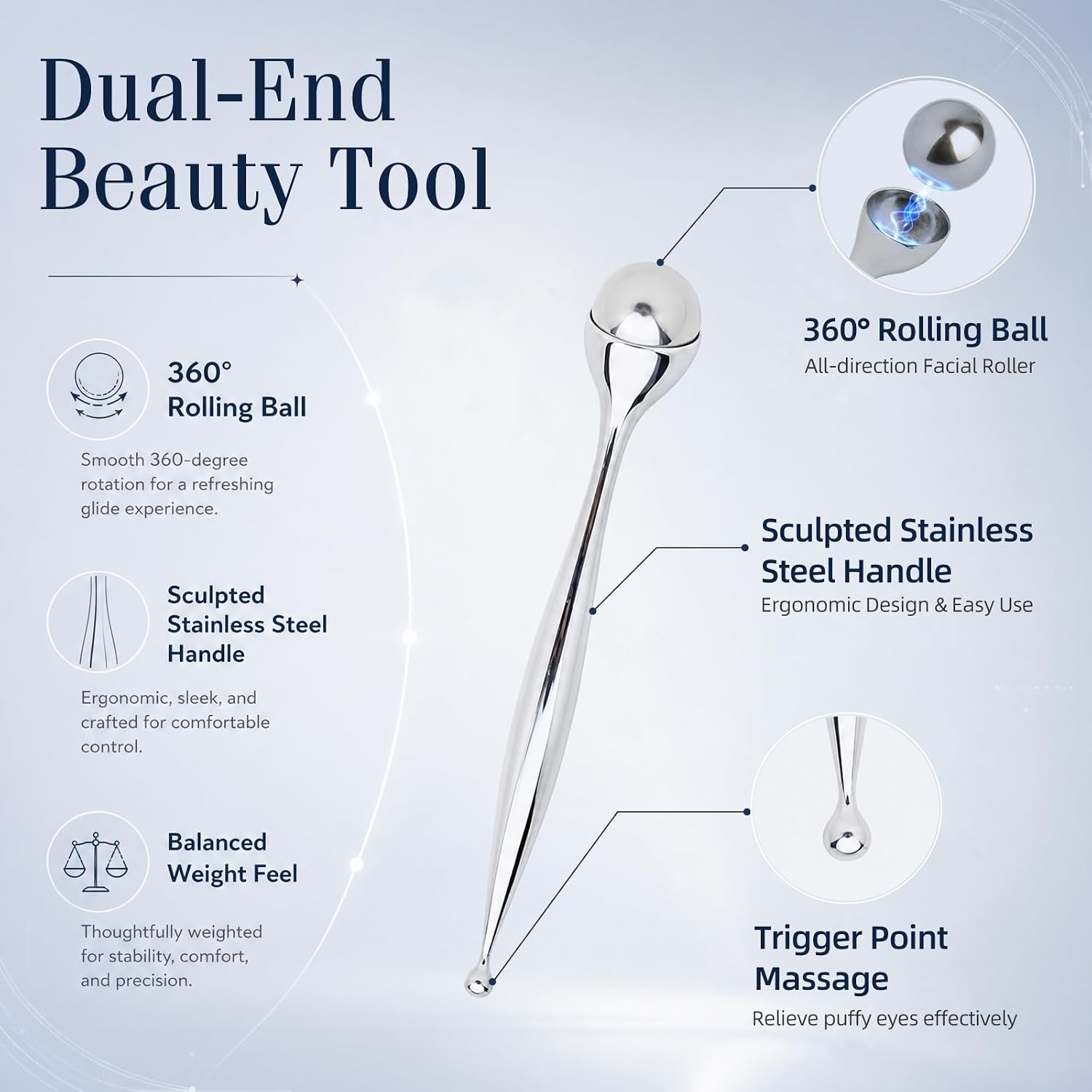 Massageador Facial de Metal, R - Face Ice Roller Puffiness avaliação e preço